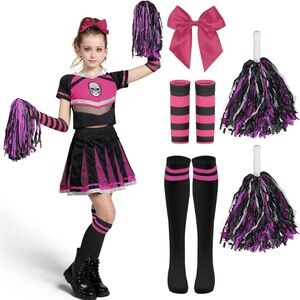 Skull Cheer Squad Costume Set - Black and Pink